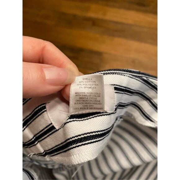 Loft size 0 white black striped mini pencil skirt zipper buttons business - Picture 6 of 6
